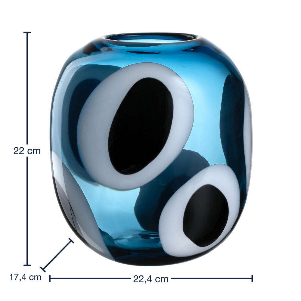 Leonardo Vase Occhi Blu, Blumenvase, Dekovase, Tischvase, Glasvase, Glas, H 21 cm, 047509