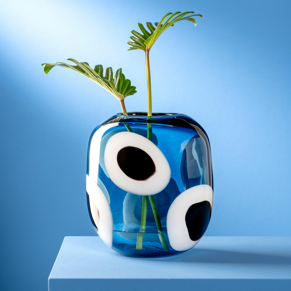 Leonardo Vase Occhi Blu, Blumenvase, Dekovase, Tischvase, Glasvase, Glas, H 21 cm, 047509