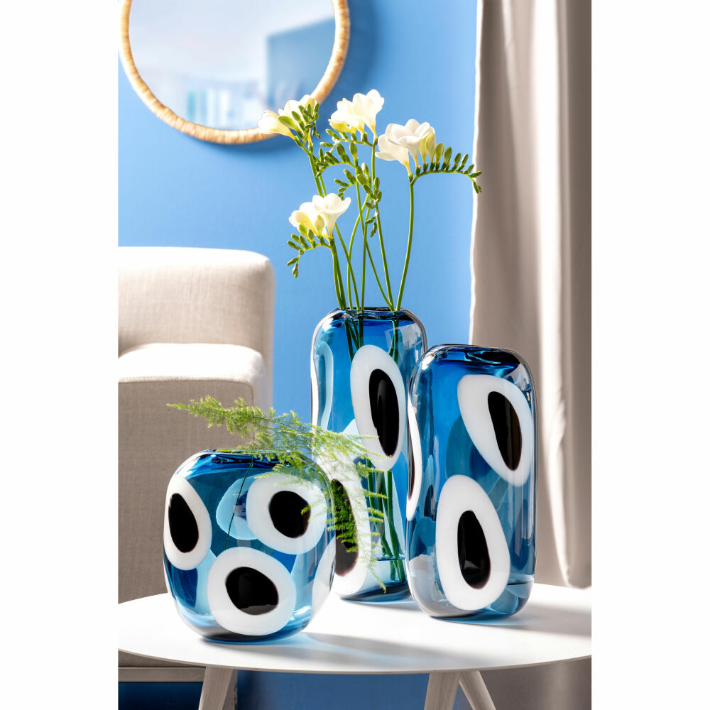 Leonardo Vase Occhi Blu, Blumenvase, Dekovase, Tischvase, Glasvase, Glas, H 21 cm, 047509