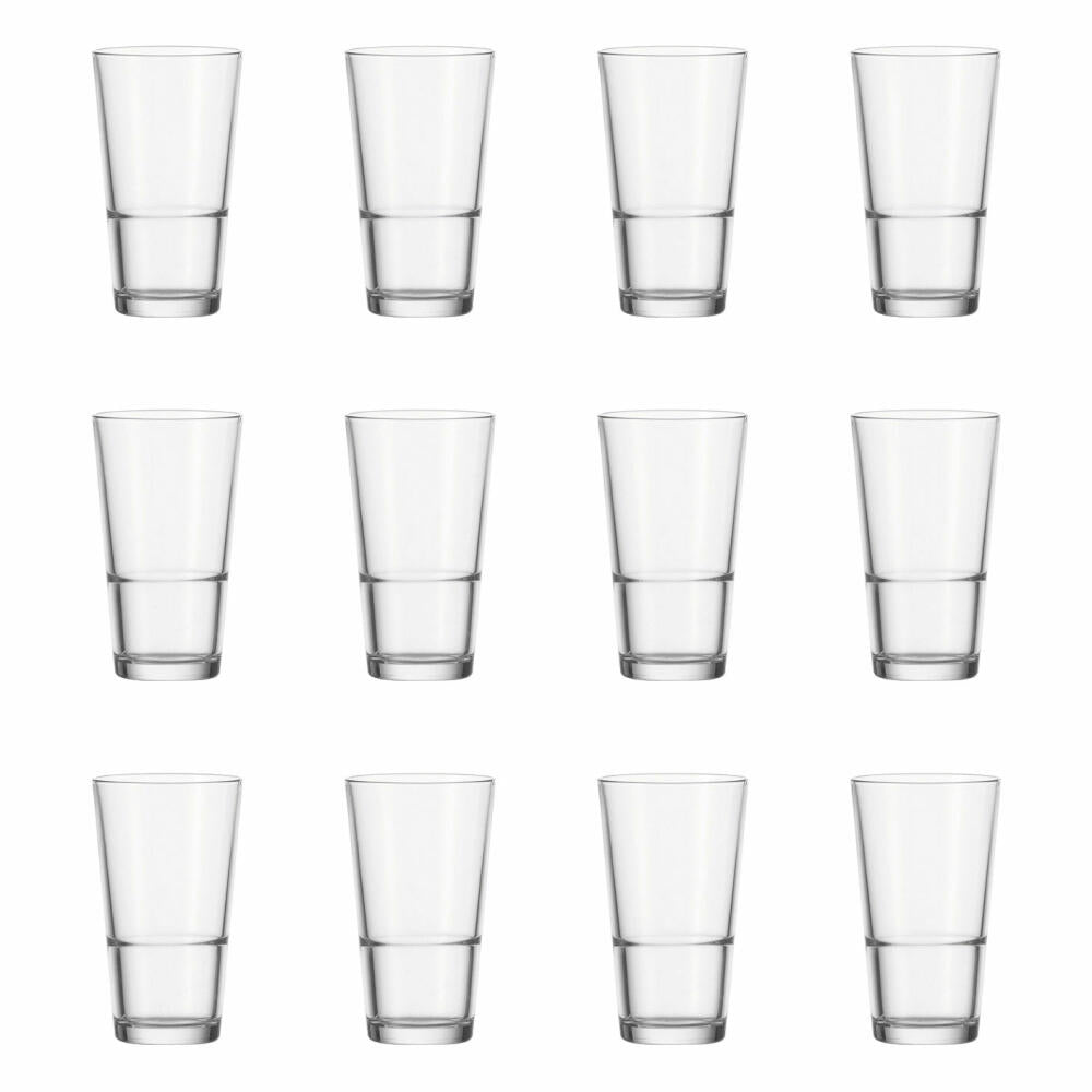 Leonardo Event Stapelbecher 12er Set, Longdrinkglas, Trinkglas, Wasserglas, Glas, 330 ml, 61700