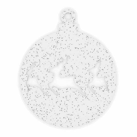 Koziol Virgin White X-Mas Deer Christmas Decoration, Set of 2, Christmas Decoration, Christmas Figure, Transparent Clear with Silver Glitter, 5110611