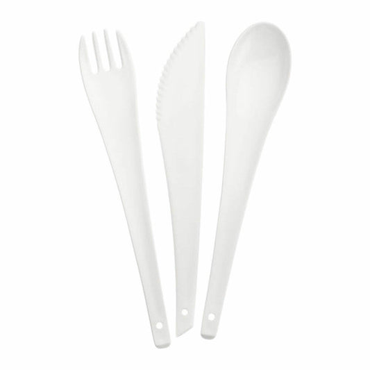 Koziol Rio Besteckset, 3-tlg., Besteck Set, Löffel, Gabel, Messer, Kunststoff, Weiß, 3036525