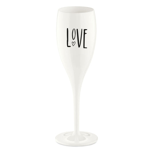 Koziol Cheers Love sparkling wine glass with print, sparkling wine glass, champagne glass, prosecco glass, white, 19.1 cm, 3780525