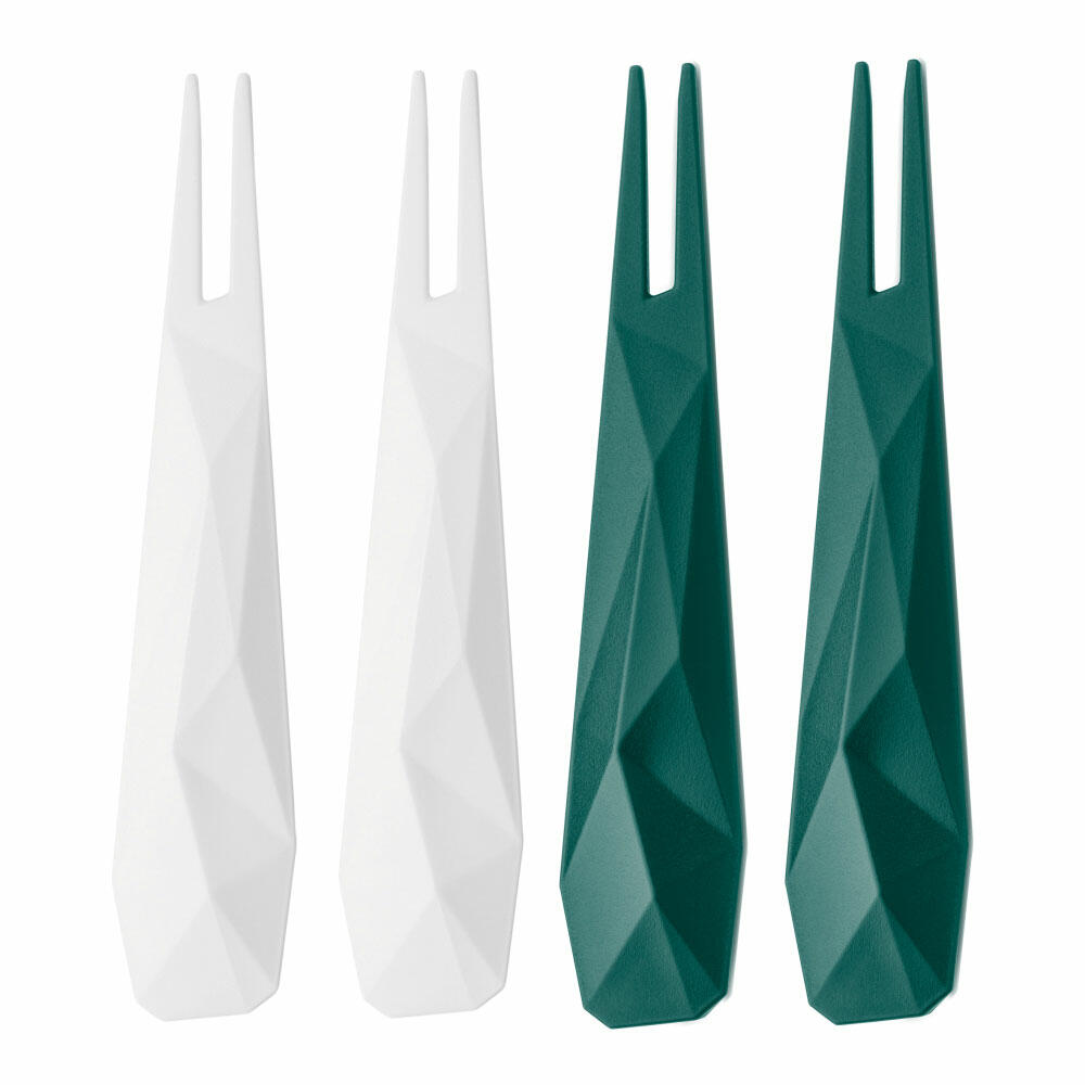 Koziol Kant Party Picks, Set of 4, Party Picks, Party Sticks, Party Picks, Plastic, Emerald Green with White, 12 cm, 3133376