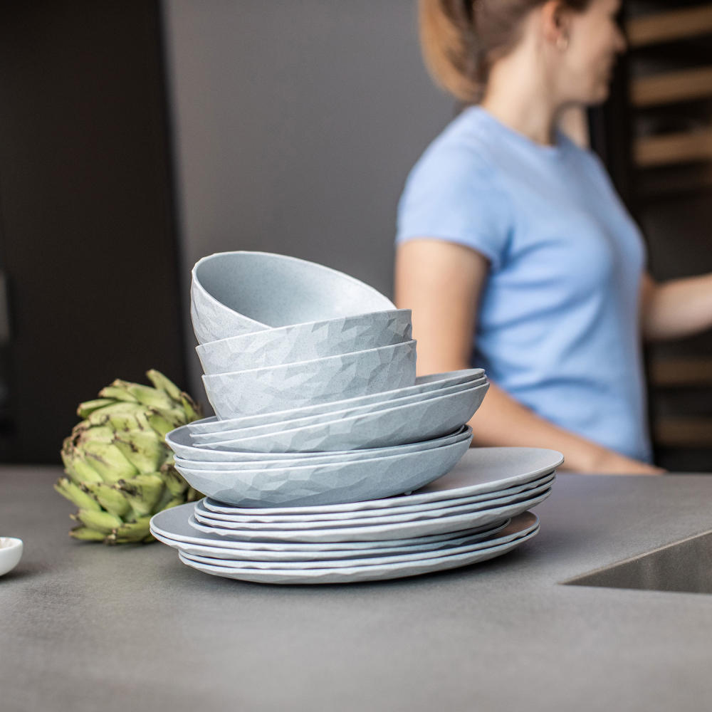 Koziol Flat Plate Club Plate L, Dinner Plate, Dinner Plate, Thermoplastic Plastic, Organic Blue, 4005671