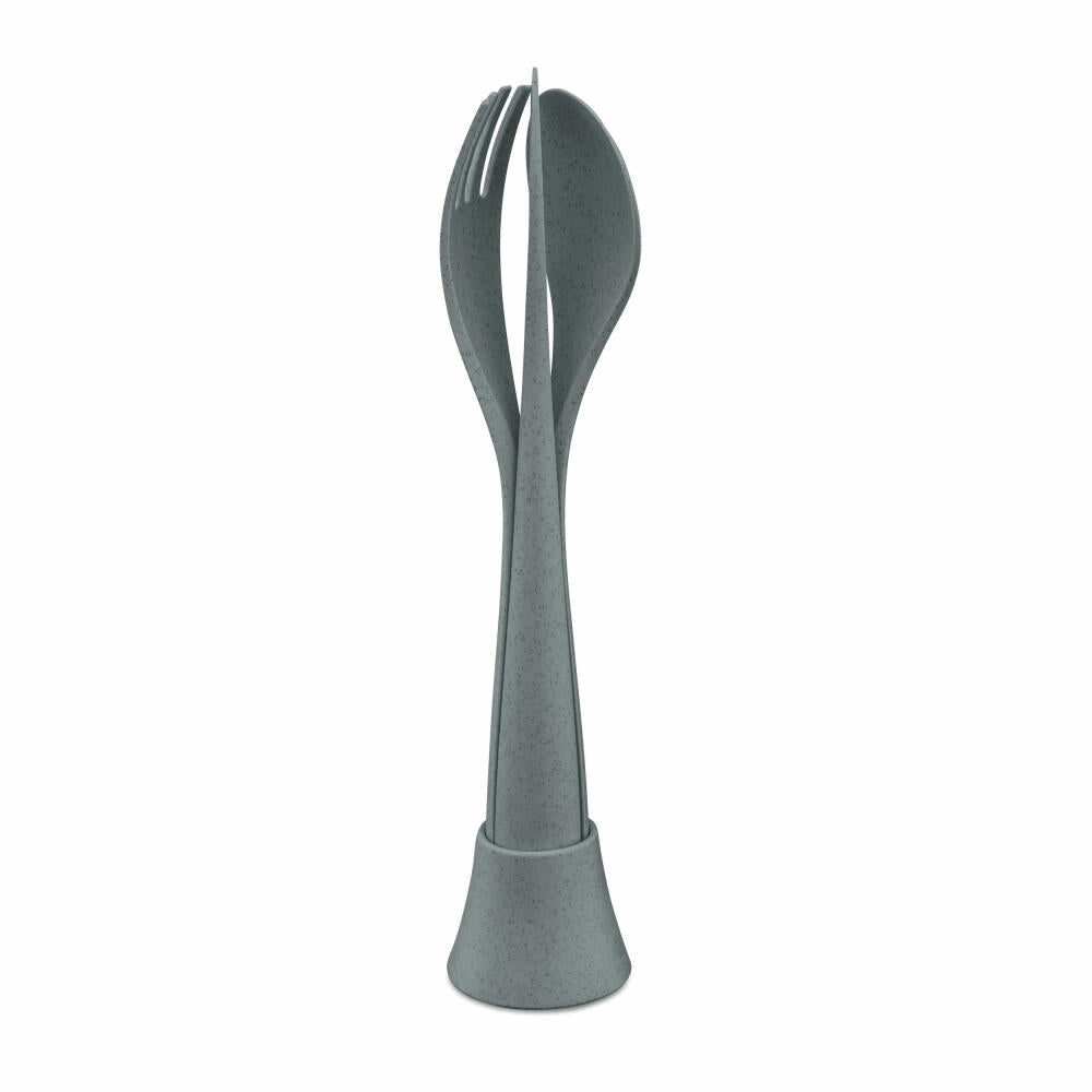 Koziol cutlery set 4-piece Tulip, cutlery set, to go cutlery, thermoplastic, organic deep grey, 4037673