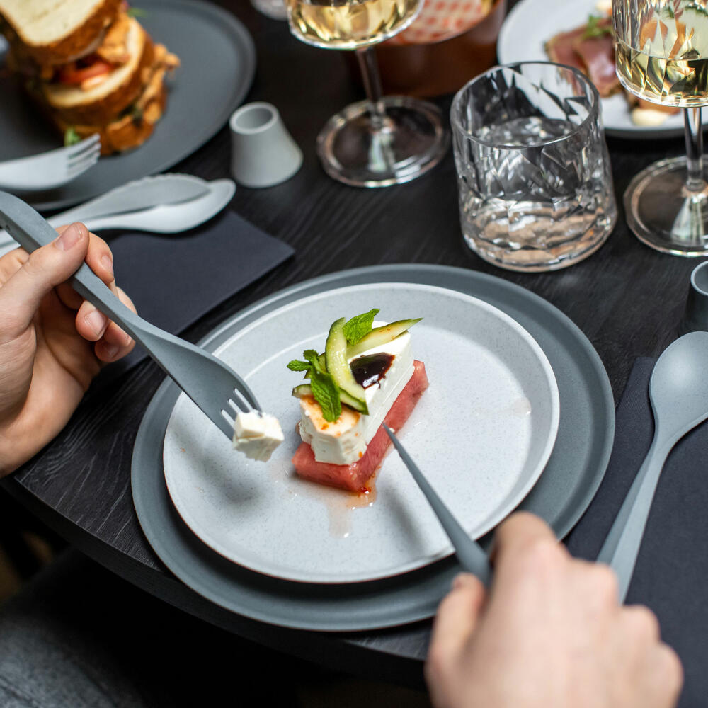 Koziol cutlery set 4-piece Tulip, cutlery set, to go cutlery, thermoplastic, organic deep grey, 4037673