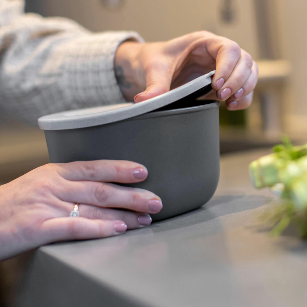 Koziol Box with Lid Connect M, Storage Box, Organizer, Box, Thermoplastic Plastic, Organic Deep Grey, 1 L, 3870673