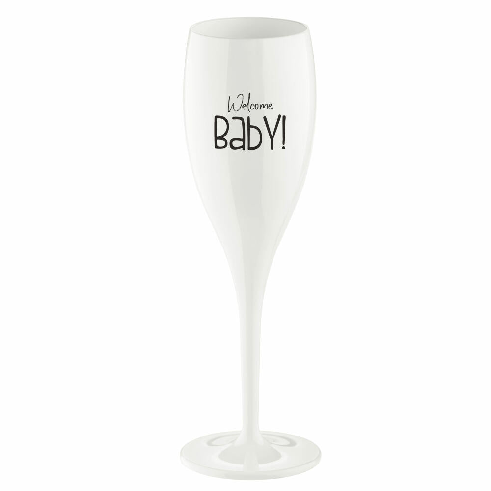 Koziol champagne glass Cheers No. 1 Welcome Baby, plastic, Cotton White, 100 ml, 4030525