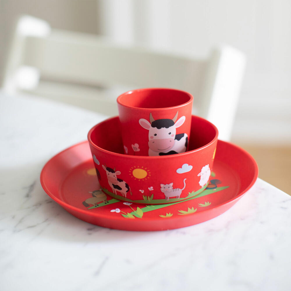 Koziol Becher Connect Cup S Farm, Kinderbecher, Kunststoff-Holz-Mix, Organic Red, 190 ml, 1421676
