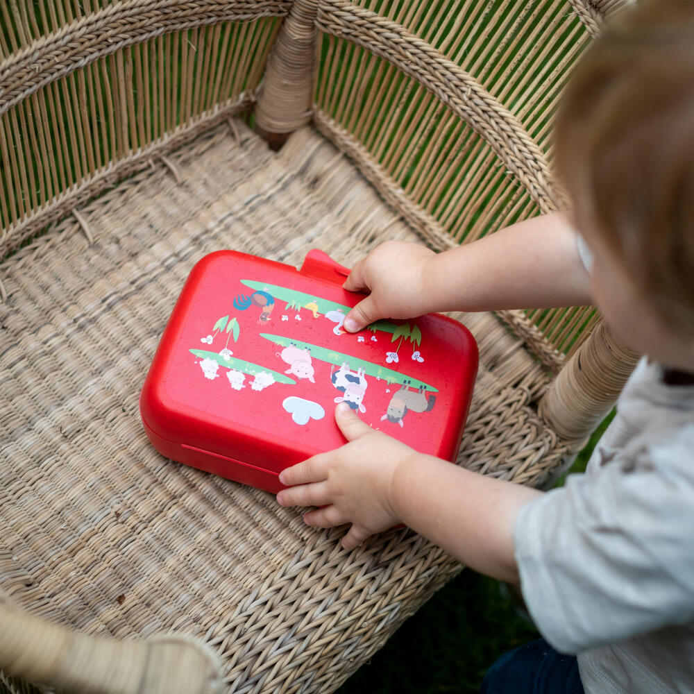 Koziol Lunchbox Candy L Farm, Brotdose, Kunststoff-Holz-Mix, Organic Red, 1425676