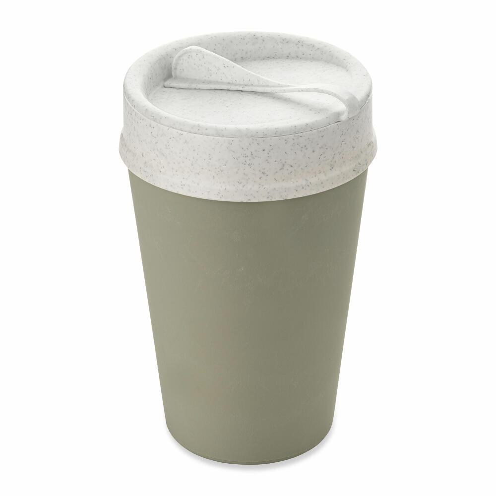 Koziol Thermo Mug Iso To Go, Insulated Mug, Plastic-Wood Mix, Concrete Grey, 400 ml, 7001698