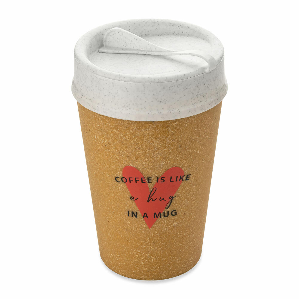 Koziol Thermo Mug Iso To Go Like A Hug In A Mug, Insulated Mug, Plastic-Wood Mix, Nature Wood, 400 ml, 7003119