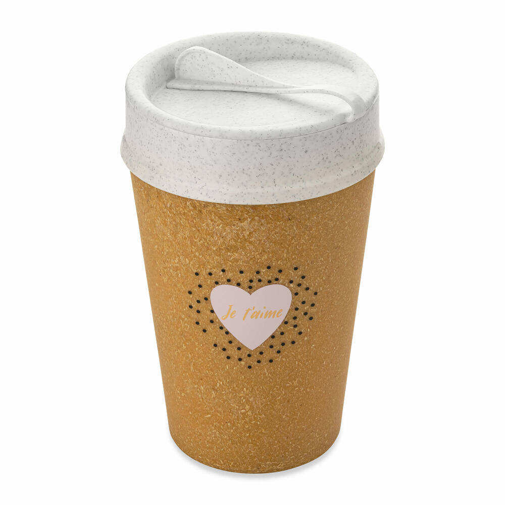 Koziol Thermo Mug Iso To Go Je T Aime, Insulated Mug, Plastic-Wood Mix, Nature Wood, 400 ml, 7004119
