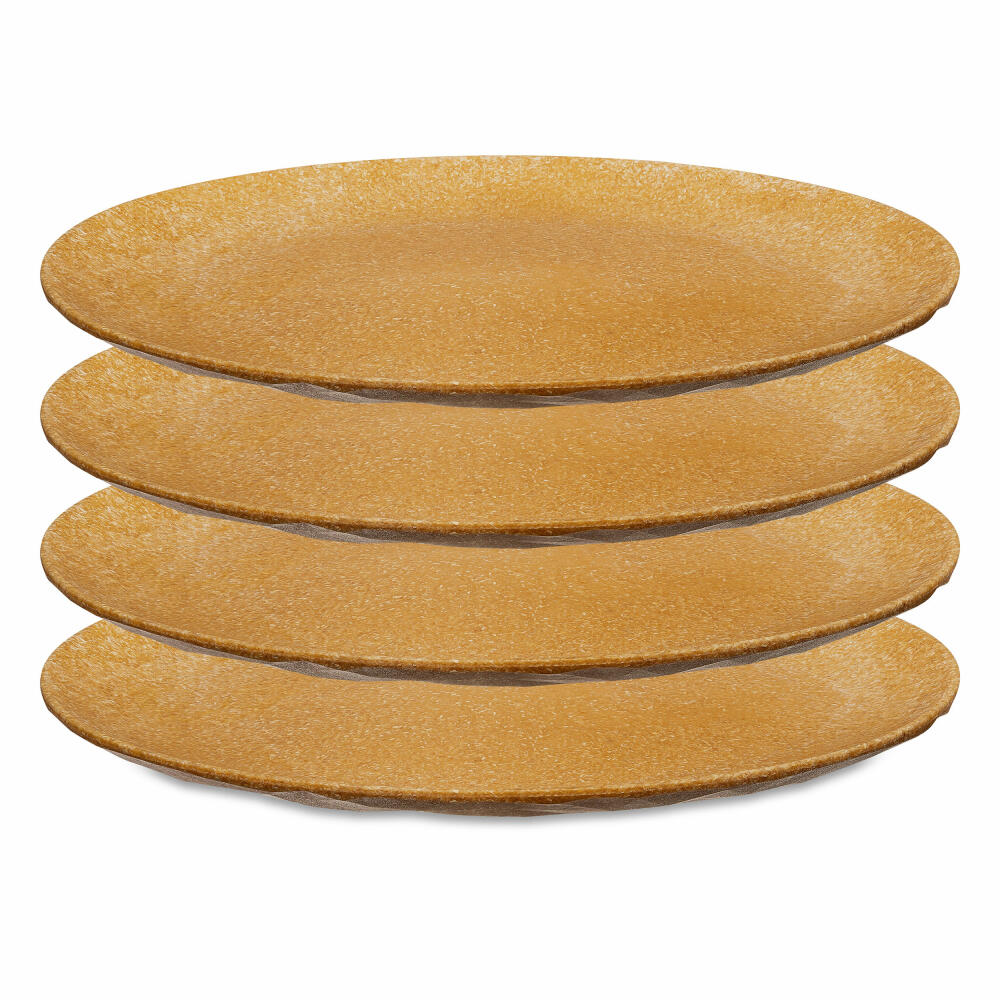 Koziol Flat Plate Set of 4 Club Plate, Dinner Plate, Plastic-Wood Mix, Nature Wood, 26 cm, 5005702