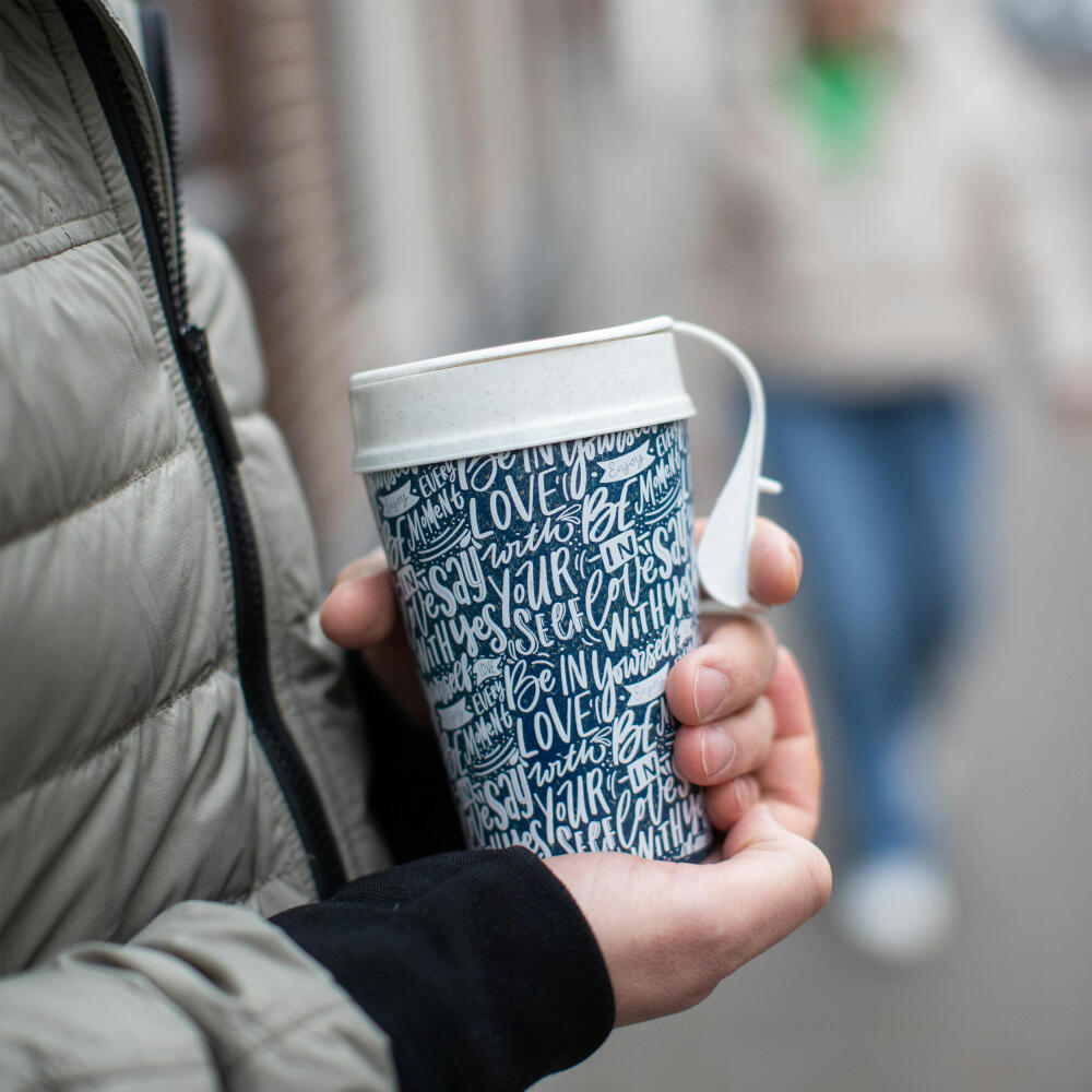 Koziol Thermo Mug Iso To Go Love Letter, Insulated Mug, Plastic, Nature Night Blue, 400 ml, 8008709