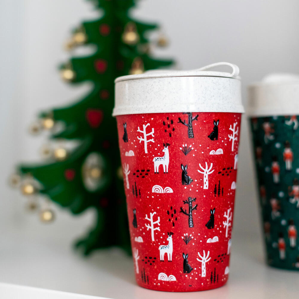 Koziol Thermo Mug Iso To Go Nutcracker, Insulated Mug, Plastic, Nature Green, 400 ml, 8015705