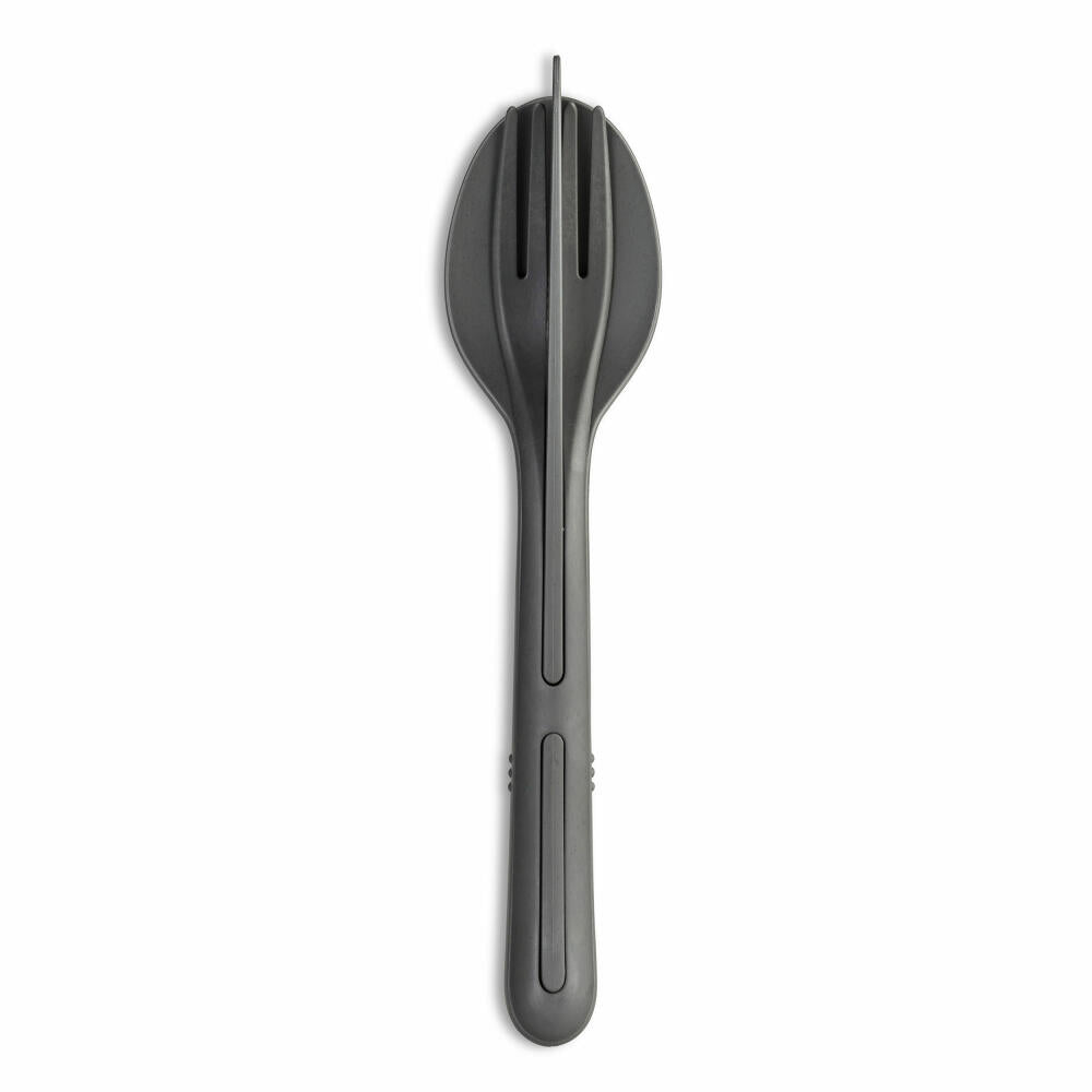 Koziol cutlery set 3-piece Klikk, to-go cutlery, plastic, Nature Ash Grey, 4003701