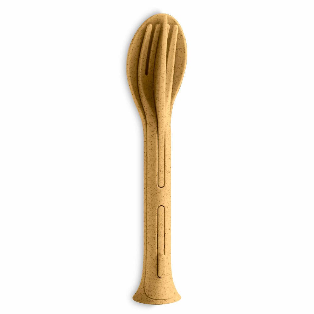 Koziol cutlery set 3-piece Klikk Pocket, to-go cutlery, plastic, Nature Wood, 4036702