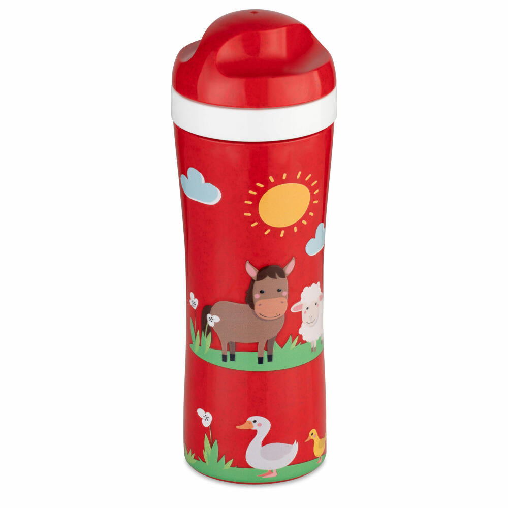 Koziol drinking bottle Oase Farm, water bottle, biocircular plastic, Organic Red, 425 ml, 1458676