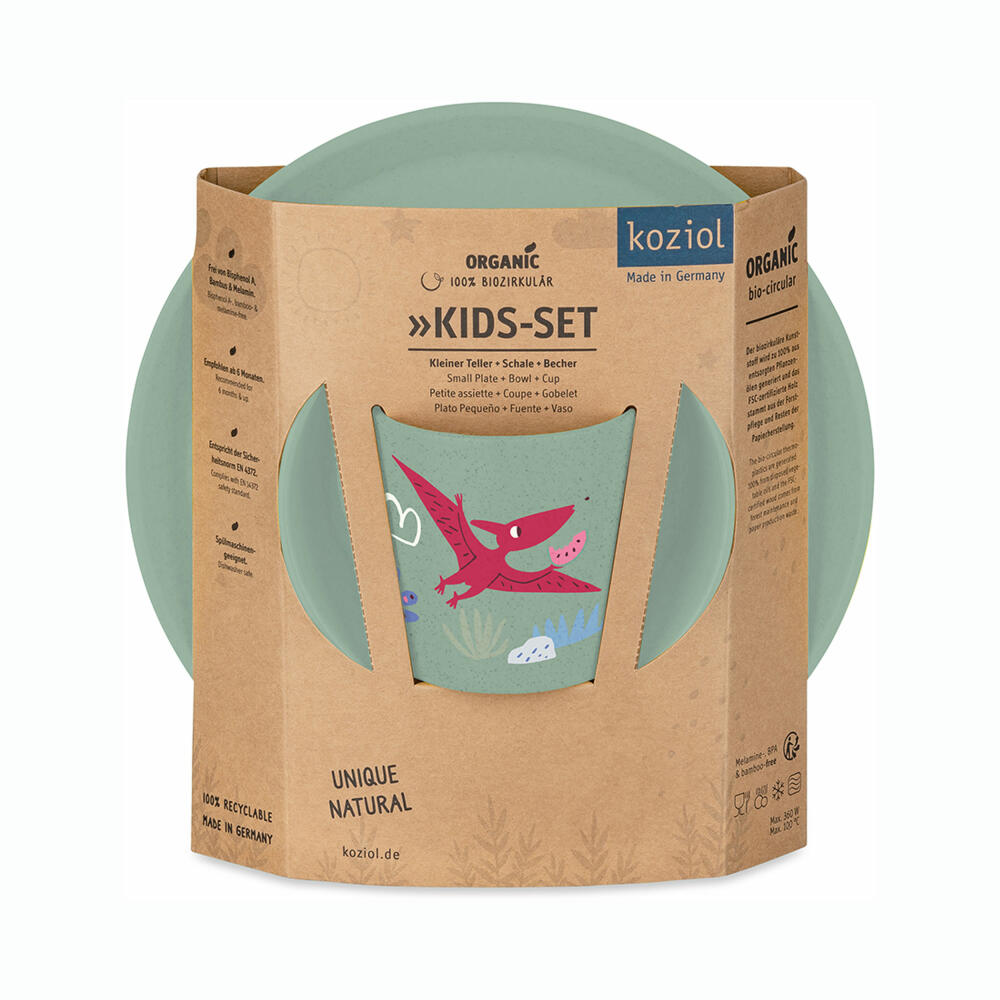 Koziol tableware set Connect Rex 3-piece, plate, bowl, mug, plastic, Organic Green, 8340748