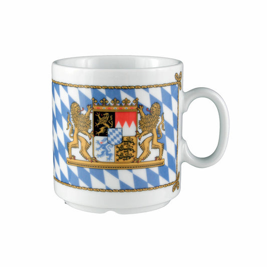 Seltmann Weiden Compact Becher, Kaffeebecher, Teetasse, Tasse, Porzellan, Bayern Dekor, 250 ml, 001.325882