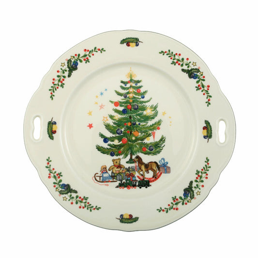 Seltmann Weiden Marie-Luise Kuchenplatte, mit Griff, Servierplatte, Servierteller, Porzellan, Weihnachten, 27.1 x 25.8 cm, 001.295083