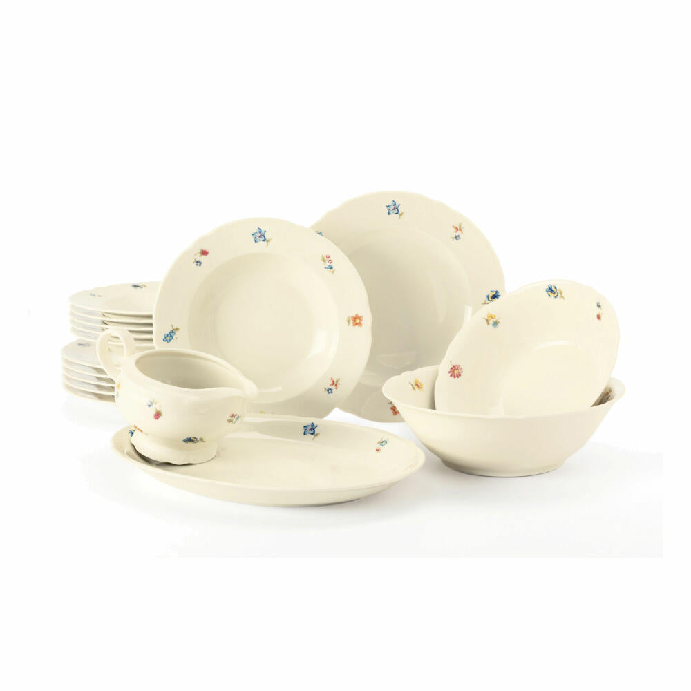 Seltmann Weiden Marieluise Blütenmeer dinner service, 16-piece, dinner service, dinner service, plate set, hard porcelain, colored, 1295914