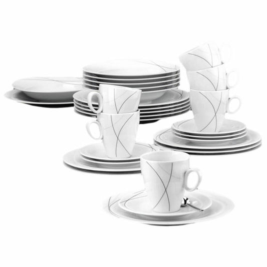 Seltmann Weiden Trio combination service, Highline, porcelain, dishwasher safe, 30 pcs., 1706904