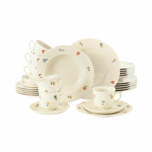 Seltmann Weiden Marieluise Blütenmeer combination service, 30 pcs., combination service, tableware set, porcelain tableware, hard porcelain, colored, 1714341