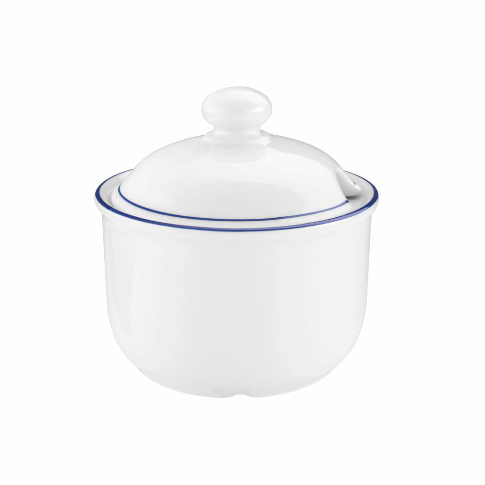 Seltmann Weiden Compact Sugar Bowl, Sugar Bowl, Storage, Porcelain, Blue Rim, 250 ml, 001.718880