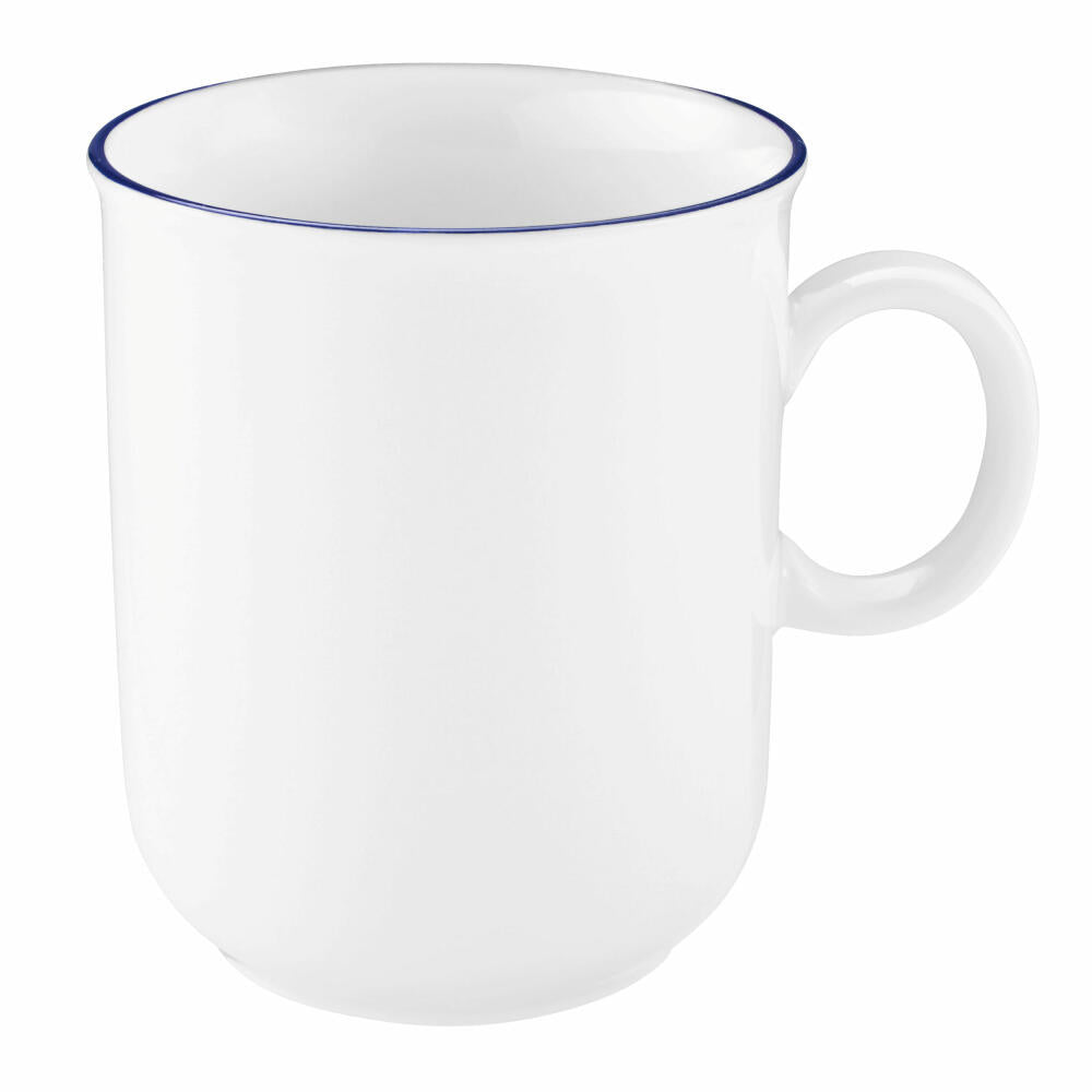 Seltmann Weiden Compact Mug, Coffee Mug, Tea Cup, Cup, Porcelain, White / Blue Rim, 250 ml, 001.718888