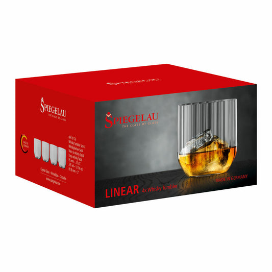 Spiegelau Linear Whiskybecher, 4er Set, Whiskyglas, Whisky Becher, Glas, 345 ml, 4940176
