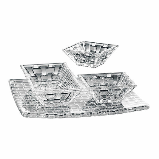 Nachtmann Bossa Nova serving set, 4 pieces, serving platter, plate, dip bowl, bowls, crystal glass, 0097633-0