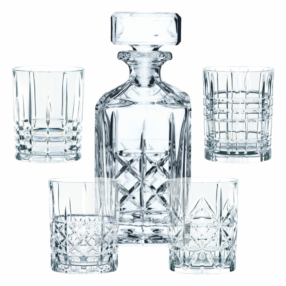 Nachtmann Highland Whiskyset, 5-tlg., Tumbler, Whiskyglas, Dekanter, Karaffe, Glaskaraffe, Kristallglas, 0098196-0