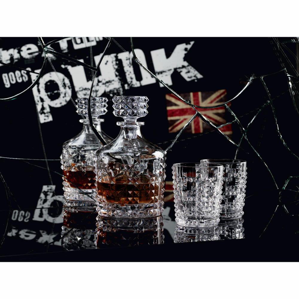 Nachtmann Punk Whiskyset 3tlg., Karaffe + Whiskyglas, Whiskybecher, Whiskeyglas, Kristallglas, 750 ml, 0099501-0