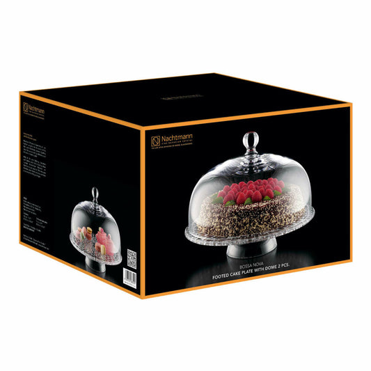 Nachtmann Bossa Nova Tortenplatte mit Haube, Torten Platte, Servierplatte, Glasplatte, Kristallglas, Ø 32 cm, 0099528-0
