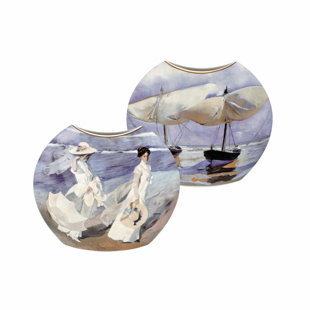 Goebel vase Joaquin Sorolla - Boats / Seashore, decorative vase, Artis Orbis, porcelain, colorful, 20 cm, 67018091
