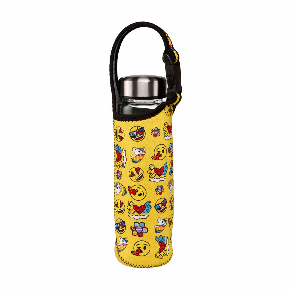 GoebelTrinkflasche emoji by Britto - Summer Feelings, Glasflasche mit Neoprenhülle, Glas-Kombi, Gelb, 700 ml, 66453061