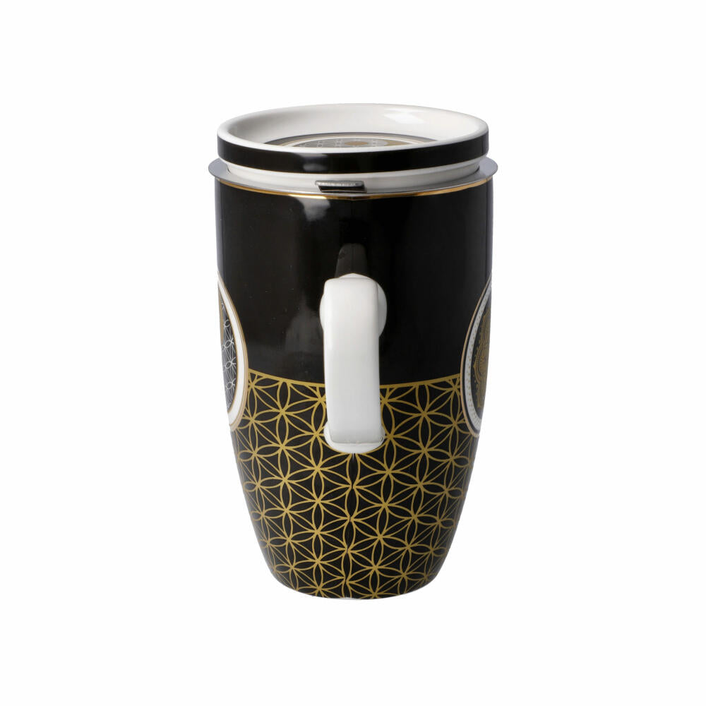 Goebel Teetasse mit Deckel und Sieb Yin Yang Schwarz, Lotus Becher, Fine Bone China, Bunt, 450 ml, 23101751