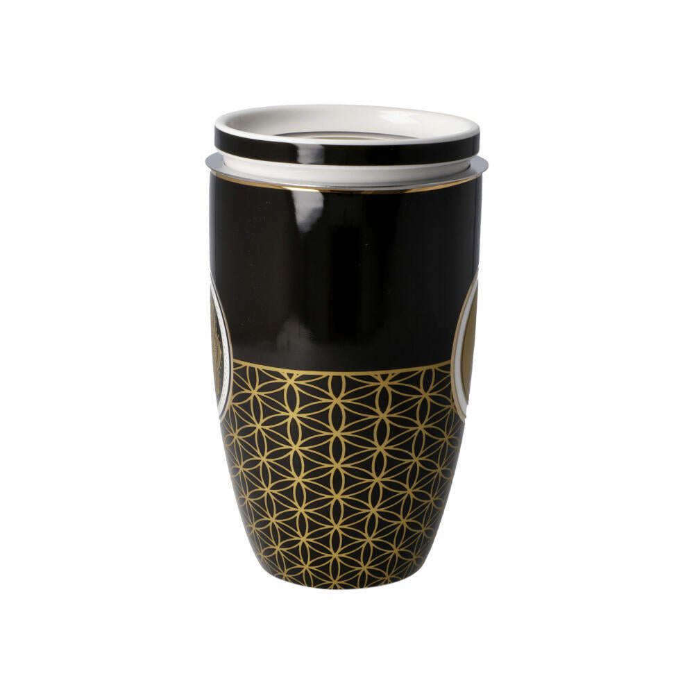 Goebel Teetasse mit Deckel und Sieb Yin Yang Schwarz, Lotus Becher, Fine Bone China, Bunt, 450 ml, 23101751