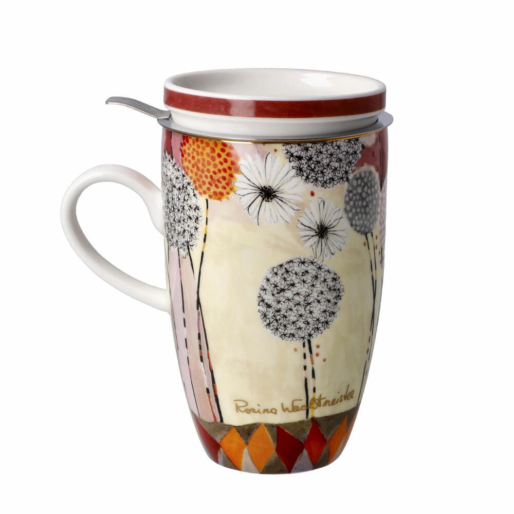 Goebel Teetasse mit Deckel und Sieb Rosina Wachtmeister - Soffioni, Katzenbecher, Fine Bone China, Bunt, 450 ml, 66861071
