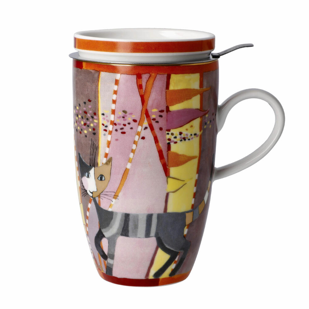 Goebel Teetasse mit Deckel und Sieb Rosina Wachtmeister - Sottosopra, Becher, Fine Bone China, Bunt, 450 ml, 66861081