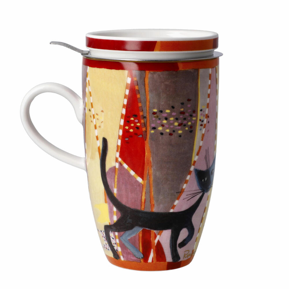 Goebel Teetasse mit Deckel und Sieb Rosina Wachtmeister - Sottosopra, Becher, Fine Bone China, Bunt, 450 ml, 66861081