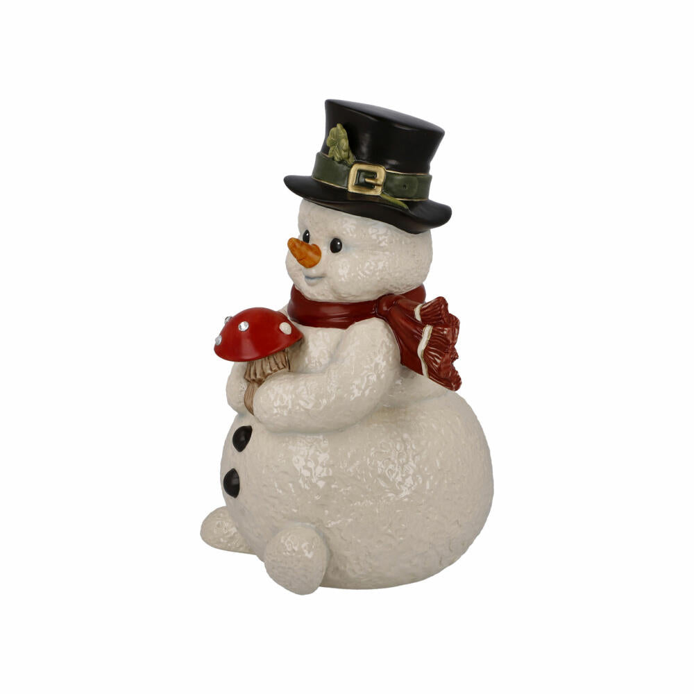 Goebel Figur Kleiner Glücksbote, Schneemann Dekofigur, Steingut, Weiß, 22 cm, 66704141