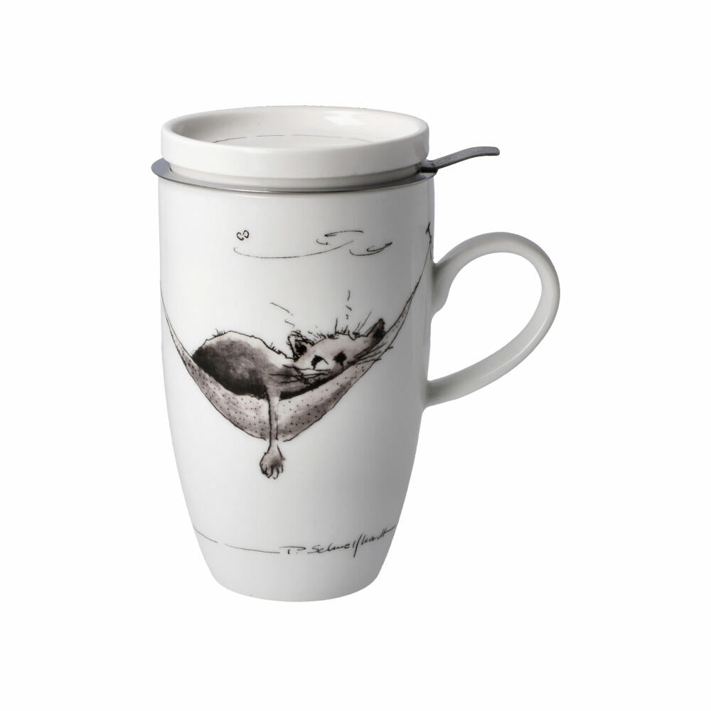 Goebel Teetasse mit Deckel und Sieb Peter Schnellhardt - Mittagspause, Becher, Fine Bone China, Bunt, 450 ml, 26500271