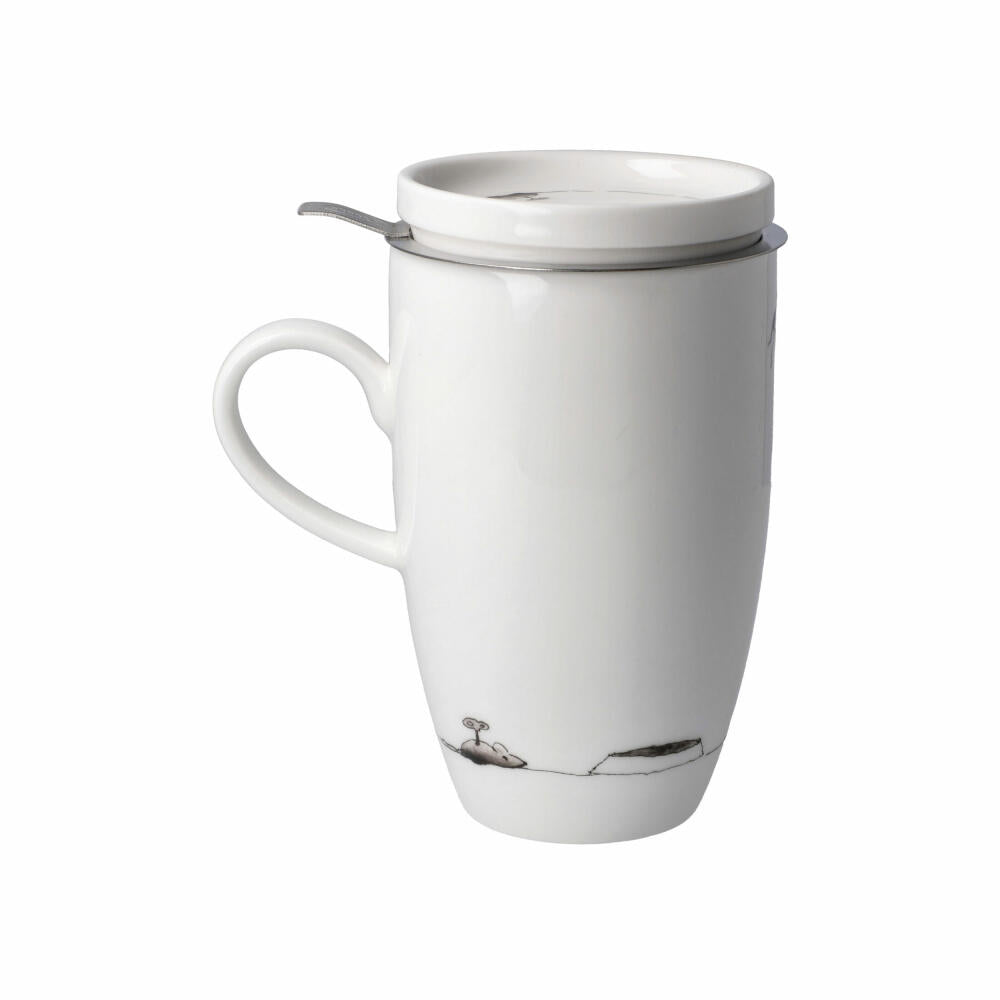 Goebel Teetasse mit Deckel und Sieb Peter Schnellhardt - Mittagspause, Becher, Fine Bone China, Bunt, 450 ml, 26500271