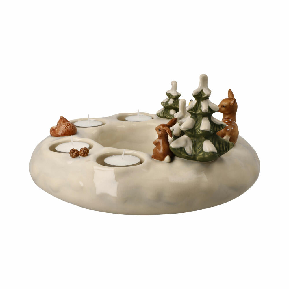 Goebel Advent wreath Winter Forest, tealight holder, stoneware, colored, 14 cm, 66704311