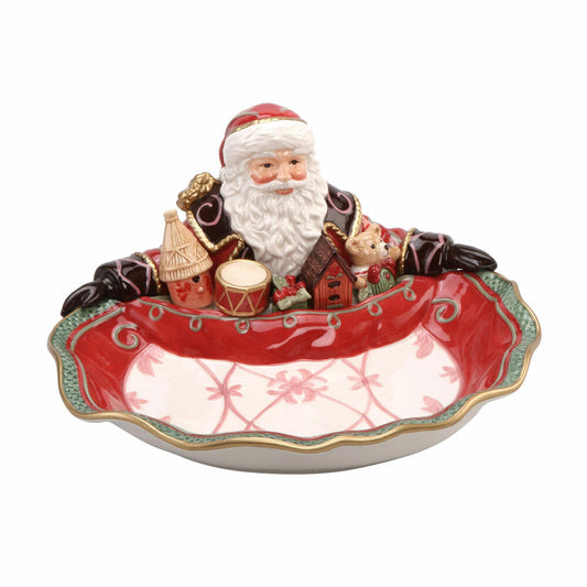 Goebel Schale Santa Präsentiert, Fitz & Floyd Christmas Collection, Steingut, Bunt, 51001541