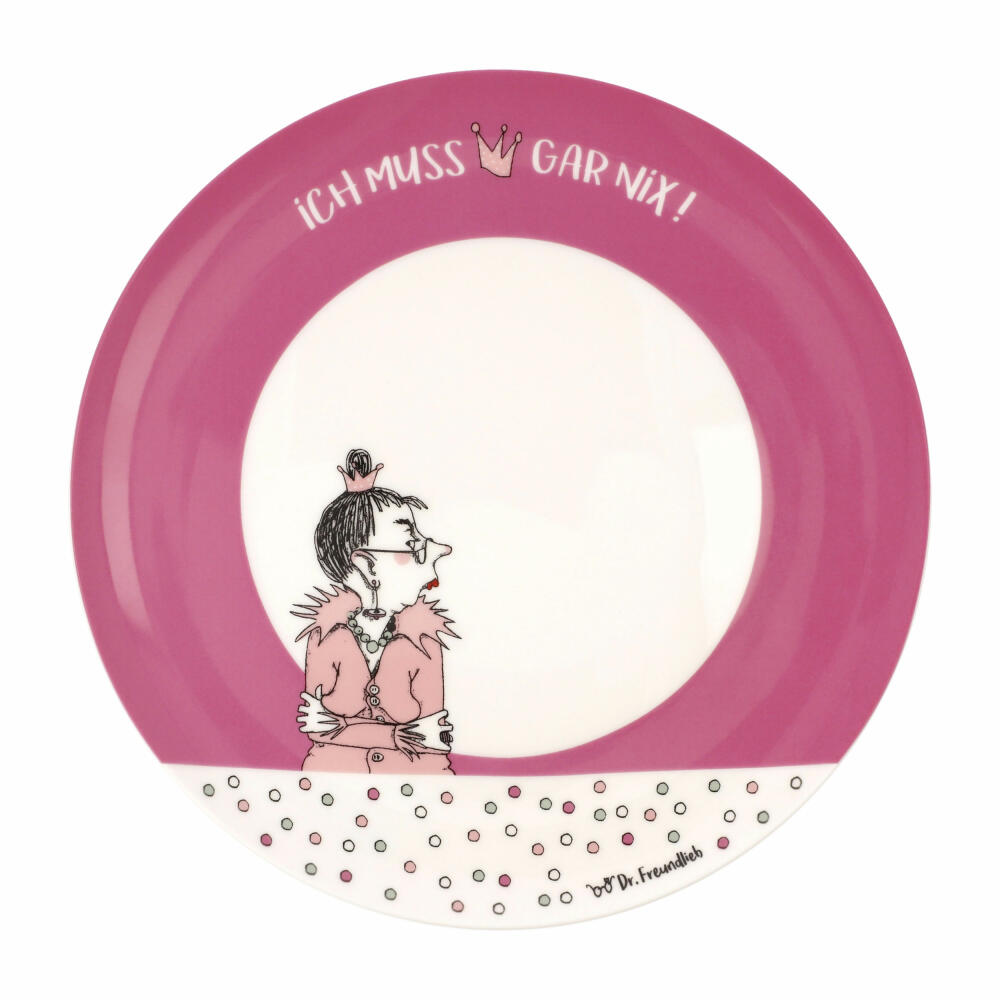 Goebel Teller Barbara Freundlieb - Ich muss gar nix, Fine Bone China, Bunt, 23 cm, 27001311